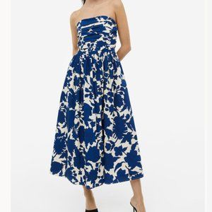 H&M Strapless Blue and White Maxi Dress